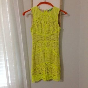 Yellow lace Gianni Bini dress XS